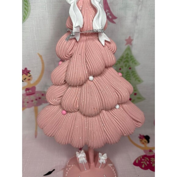 Bella Lux pink frosted Christmas tree with bow - Picture 3 of 6